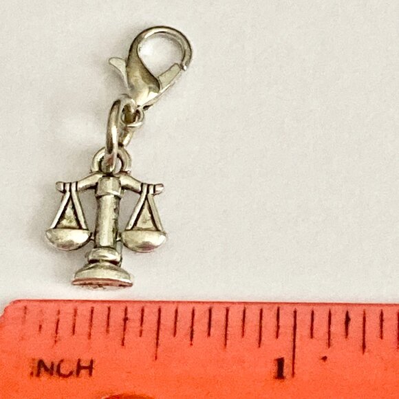 Law Scales Clip On Charm Zipper Pull Silver Tone Attorney Paralegal Lawyer Gift - Picture 5 of 6